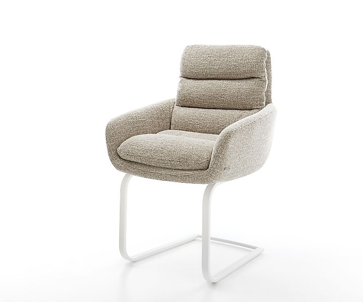 Freischwinger Abelia-Flex mit Armlehnen Webstoff Soft Beige Freischwinger f günstig online kaufen