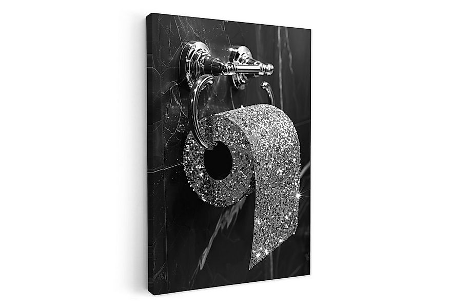 OneMillionCanvasses® Leinwandbild Toilette - Toilettenpapier - Schwarz und günstig online kaufen