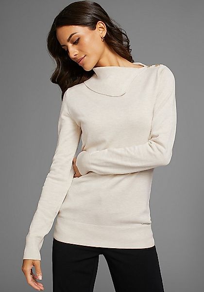 Laura Scott Schalkragenpullover mit Schlitzkragen günstig online kaufen