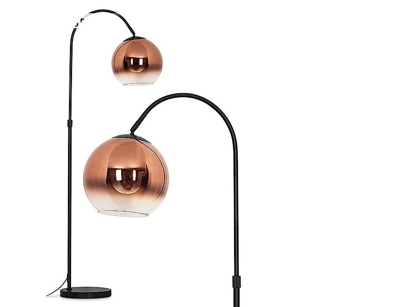 hofstein Stehlampe Stehlampe aus Metall/Glas in Schwarz/Kupfer/Klar, ohne L günstig online kaufen