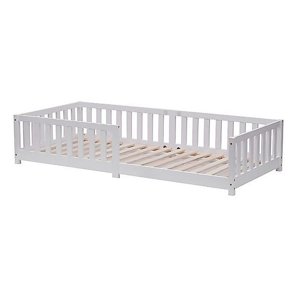 ecoMI Kinderbett mit Rausfallschutz inkl. Lattenrost, 90x200 & 80x160, Weiß günstig online kaufen