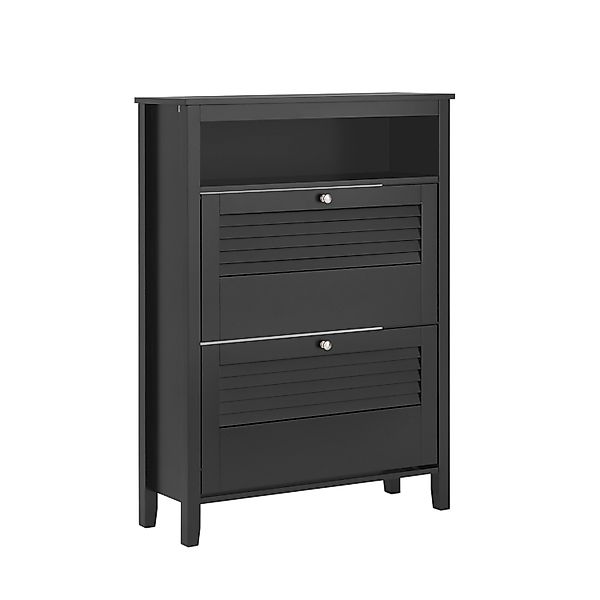 SoBuy Schuhkipper Schmal Schuhschrank mit 2 Klappen für Diele Schwarz FSR15 günstig online kaufen