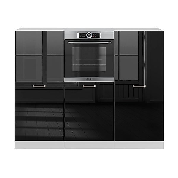 Vicco R-Line Einbauküche Schwarz Hochglanz/Weiß 180 cm ohne Arbeitsplatte günstig online kaufen