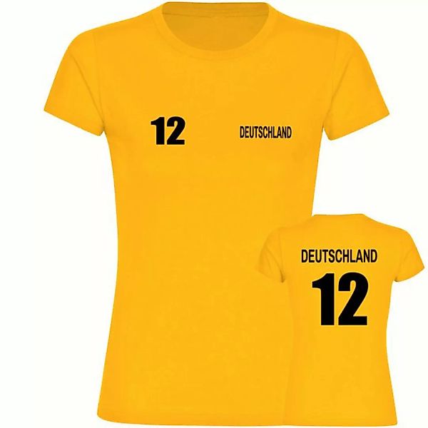 multifanshop T-Shirt Damen Deutschland - Trikot 12 Gold - Frauen günstig online kaufen