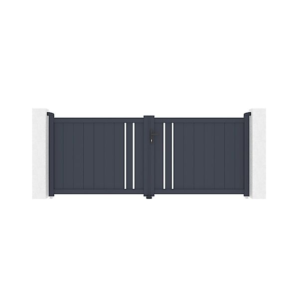 Casanoov Doppelflügeltor Aus Aluminium Giona 300x120cm Grau günstig online kaufen