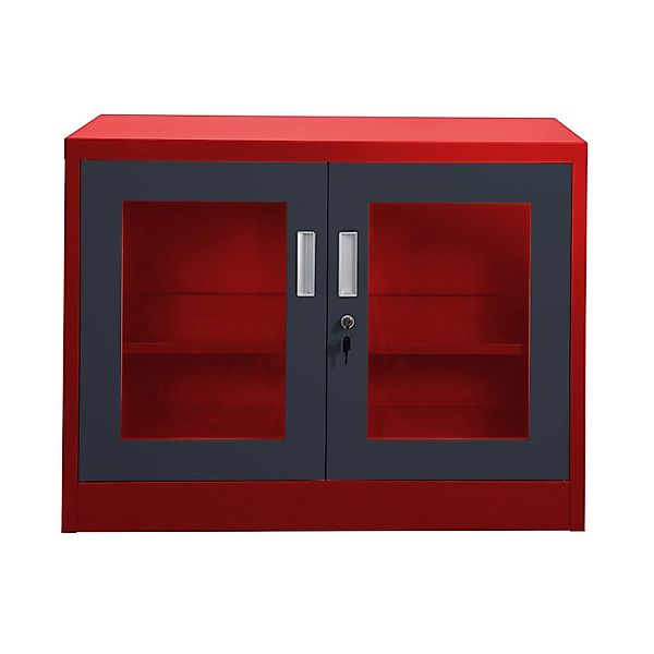 Jet-Line Stahlschrank Ufa in Anthrazit-Rot 68 x 40 x 90 cm mit Abschließbar günstig online kaufen