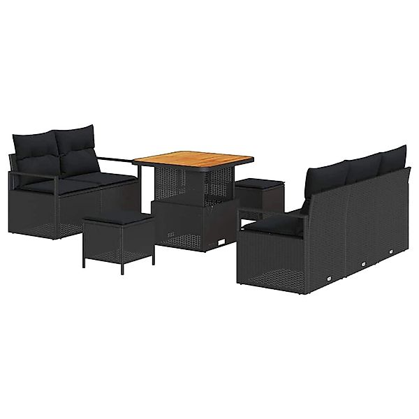 vidaXL Garten-Sofa-Set mit Kissen 8-Tlg Schwarz Poly Rattan 3362464 günstig online kaufen