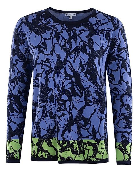 Hajo Rundhalspullover Pullover Blütendruck günstig online kaufen