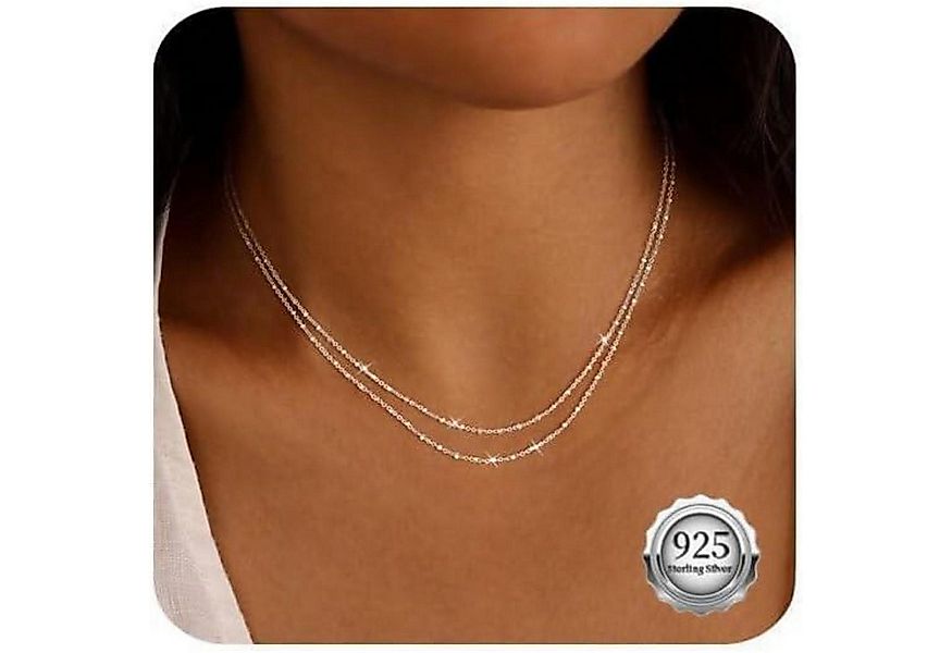 LuxusKollektion Kette und Anhänger Set Silber Layered Halsketten für Frauen günstig online kaufen