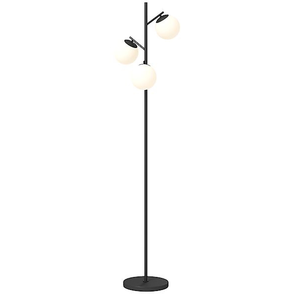HOMCOM Stehlampe für das Wohnzimmer aus schwarzem Metall mit 3 mattierten G günstig online kaufen
