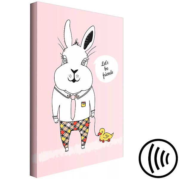 Wandbild Ich suche einen Freund - Pastellillustration für Kinder mit Kaninc günstig online kaufen