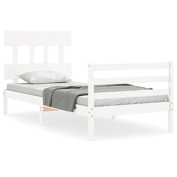 vidaXL Massivholzbett mit Kopfteil Weiß 90x200 cm 3195142 günstig online kaufen