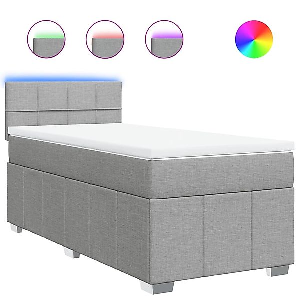 vidaXL Boxspringbett mit Matratze Hellgrau 100x200 cm Stoff 3289279 günstig online kaufen