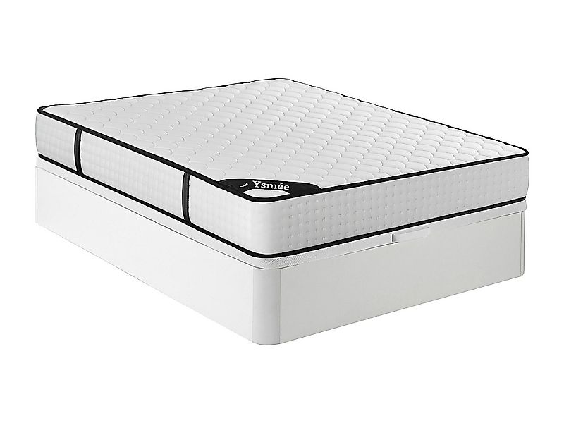 Bett-Set 160 x 200 cm, Bettkasten weiß + Matratze 7-Zonen-Taschenfederkern günstig online kaufen