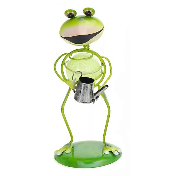 Deko-Figur Metall-Frosch mit Leuchtstein 16 cm günstig online kaufen