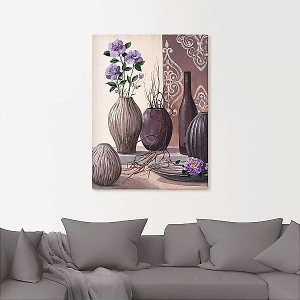 Artland Wandbild "Violette Rosen und braune Vasen", Vasen & Töpfe, (1 St.), günstig online kaufen