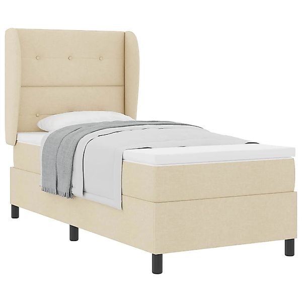 vidaXL Boxspringbett mit Matratze mit Kopfteil Creme 80 x 200 cm Stoff 3340 günstig online kaufen