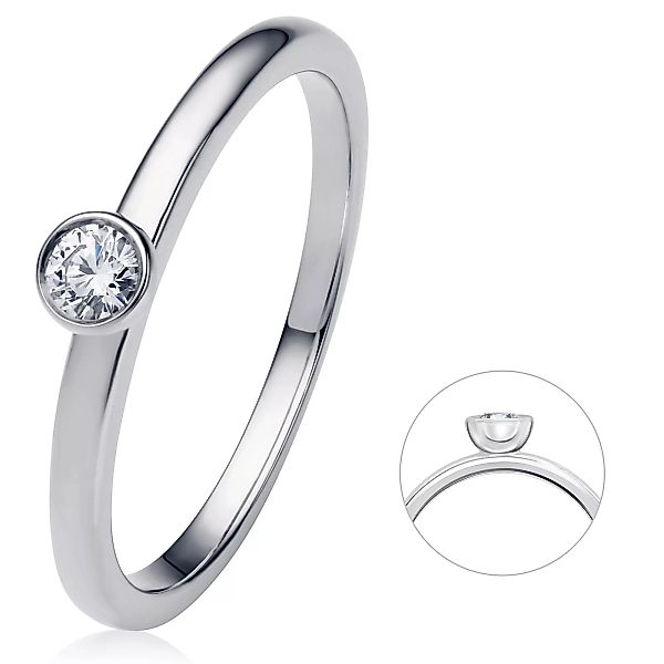 ONE ELEMENT Diamantring "0.1 ct Diamant Brillant Zarge Ring aus 750 Weißgol günstig online kaufen
