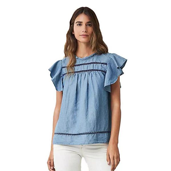 Salsa Jeans Tunika-hemd Aus Baumwolle Mit Rüschenärmeln XS Blue günstig online kaufen
