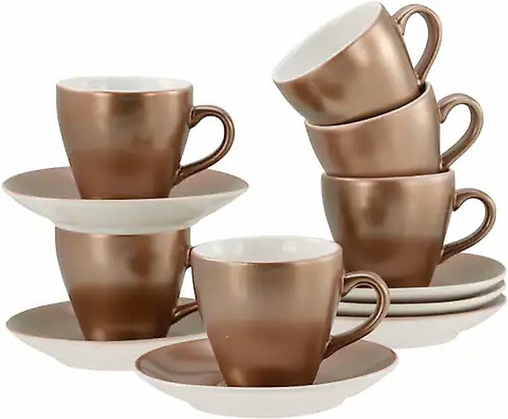 CreaTable Espressotasse »Golden Days Weiß, Espressoset, 12-tlg.«, (Set, 12 günstig online kaufen