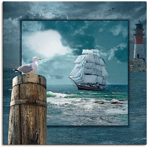 Artland Wandbild "Maritime Collage mit Segelschiff" Boote & Schiffe 1 Stk. günstig online kaufen