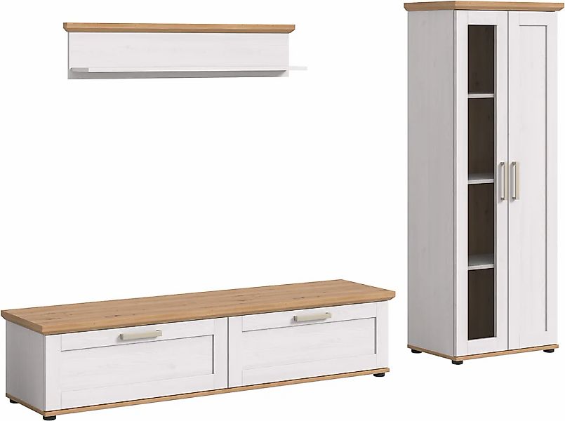 Home affaire Wohnwand "Cosenza", (Set, 3 St.), Cosenza, Breite: 336 cm, Vit günstig online kaufen