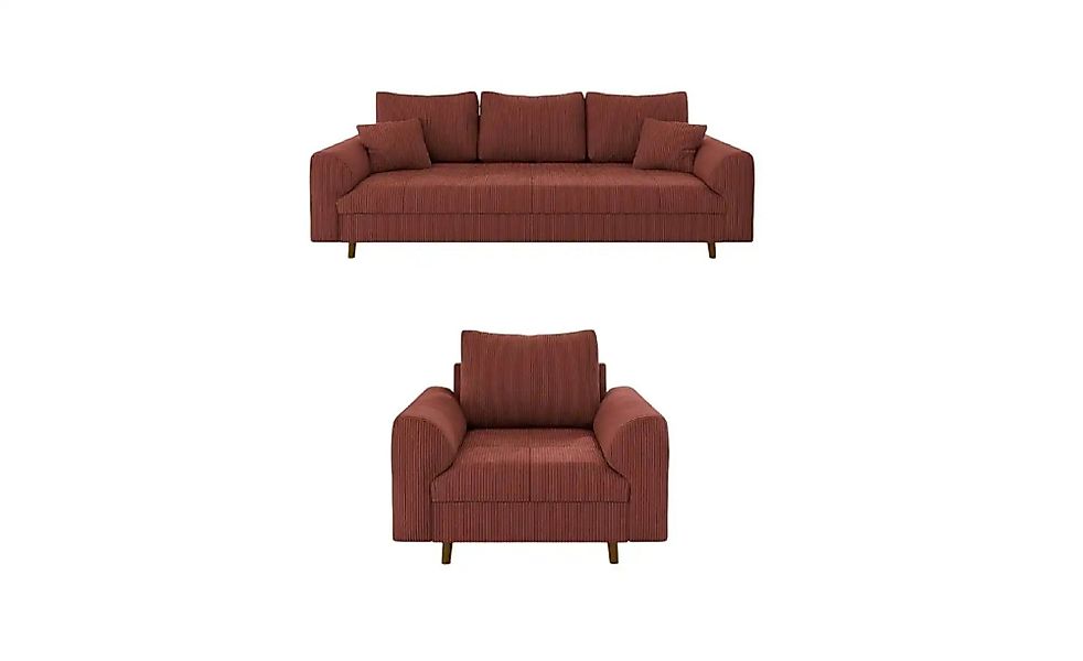 Polstergarnitur 3+1  Maya ¦ rot ¦ Maße (cm): B: 210 H: 81 Polstermöbel > So günstig online kaufen