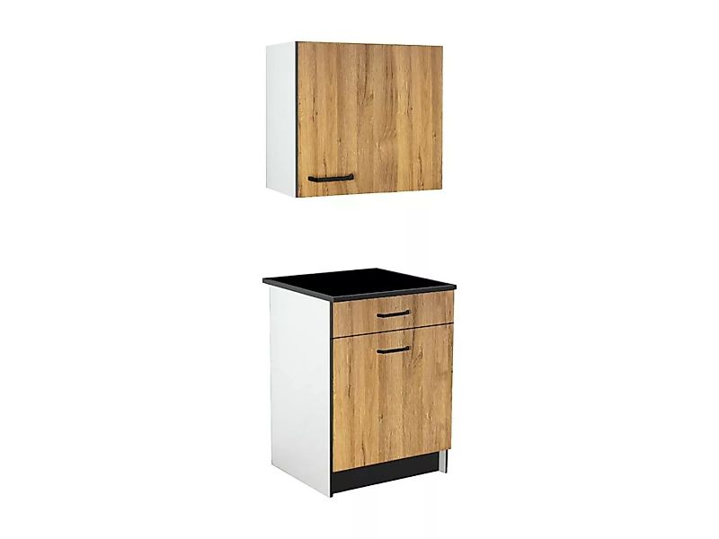 Küchenmöbel - 1 Unterschrank & 1 Oberschrank - 2 Türen & 1 Schublade - Holz günstig online kaufen