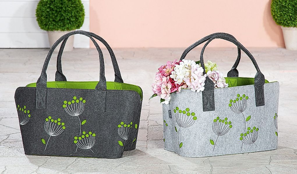 GILDE Shopper Filztasche Shopper Dillblüte grau günstig online kaufen