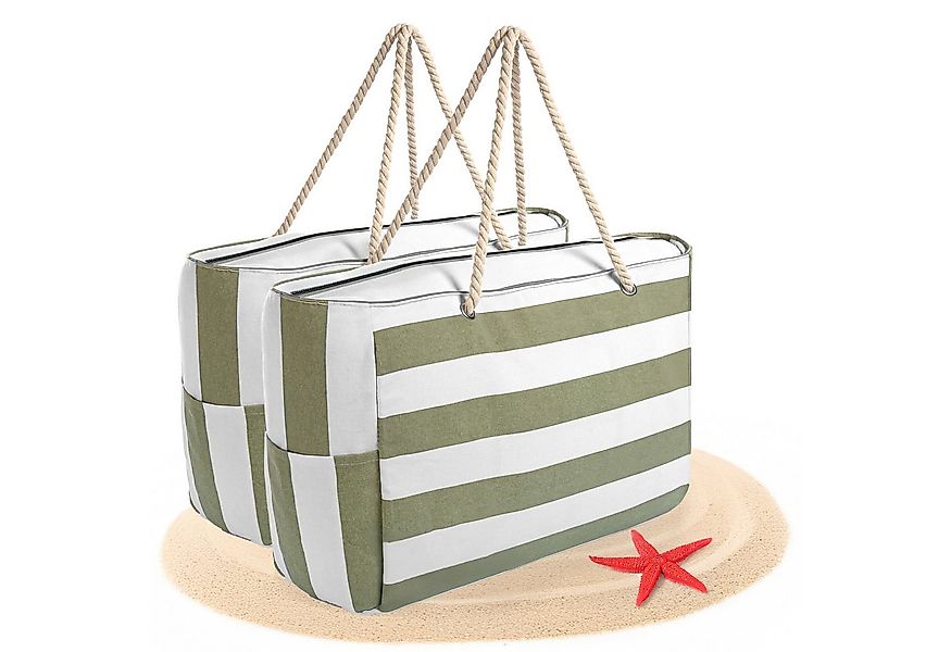 BigDean Strandtasche Badetasche XXL 2 Stück große mit Reißverschluss Schwim günstig online kaufen