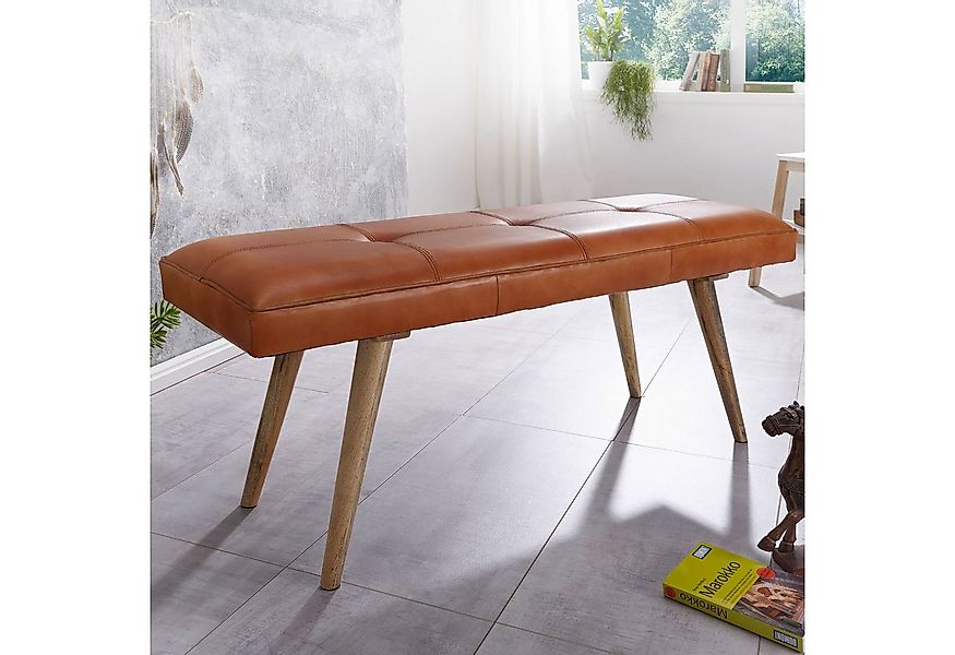FINEBUY Hockerbank Sitzbank Lederbank Holz massiv Flurbank Esszimmerbank Po günstig online kaufen