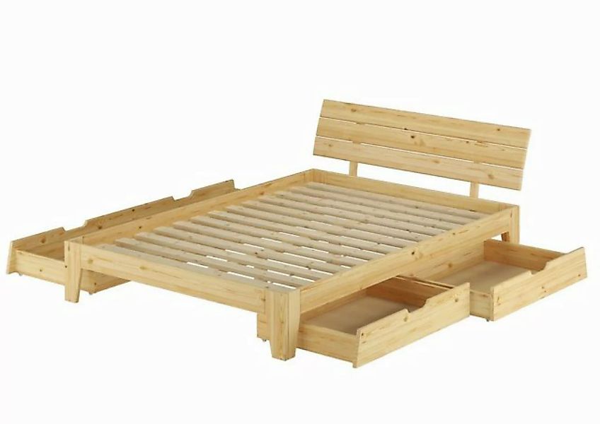 ERST-HOLZ Bett Echtholzbett Doppelbett Kiefer massiv natur Zubehör wählbar, günstig online kaufen