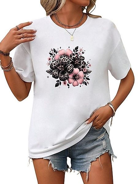 PYL T-Shirt Damen Sommer Casual T-Shirt mit Blumen Print Tee günstig online kaufen