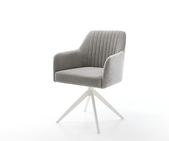 Drehstuhl Greg-Flex Strukturstoff Soft Grau Kreuzgestell breit Weiß 360° dr günstig online kaufen