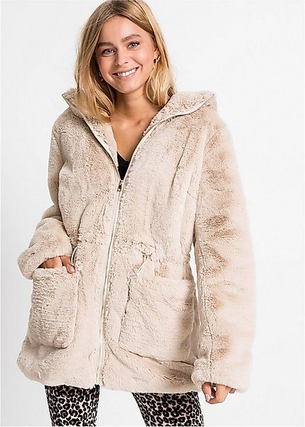 bonprix Fellimitatjacke mit Kapuze aus Teddyfell, lockere Passform, mit Ste günstig online kaufen