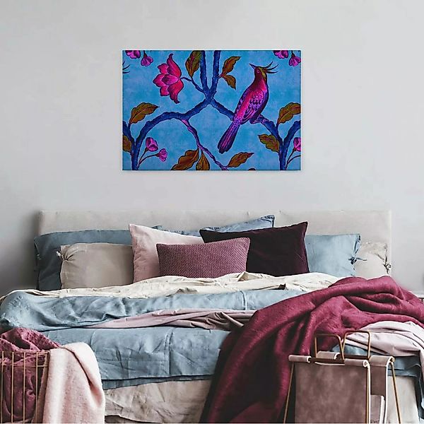 Bricoflor Neon Wandbild Mit Vogel Buntes Leinwand Bild Mit Paradiesvogel Un günstig online kaufen