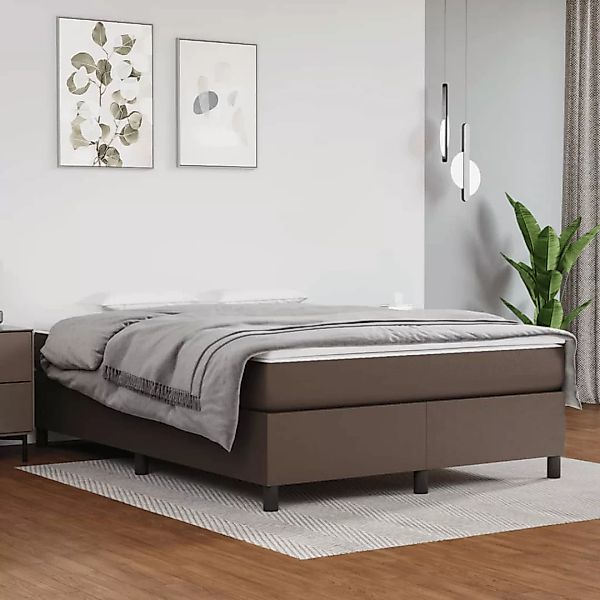 Vidaxl Boxspringbett Mit Matratze Braun 140x200 Cm Kunstleder günstig online kaufen