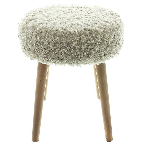 Dekoleidenschaft Polsterhocker "Schaffell" Holz & Kunstfell günstig online kaufen