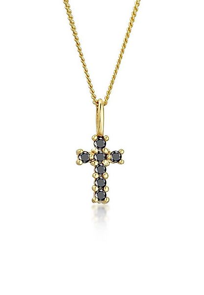 Elli DIAMONDS Kette mit Anhänger Kreuz Diamant Schwarz Brillantschliff (0.1 günstig online kaufen