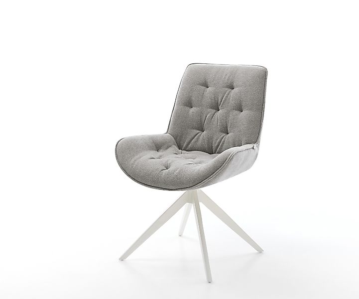 Drehstuhl Taimi-Flex Strukturstoff Soft Grau Kreuzgestell breit Weiß 360° d günstig online kaufen