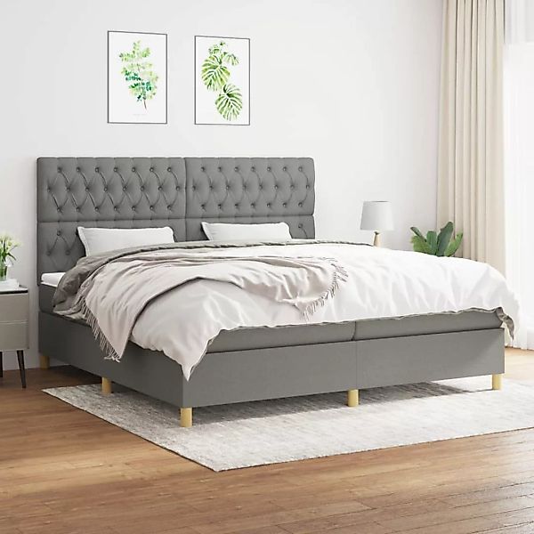Vidaxl Boxspringbett Mit Matratze Dunkelgrau 200x200 Cm Stoff günstig online kaufen