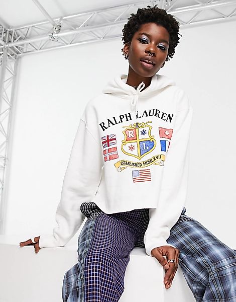 Polo Ralph Lauren – Kapuzenpullover in Cremeweiß mit Logo günstig online kaufen