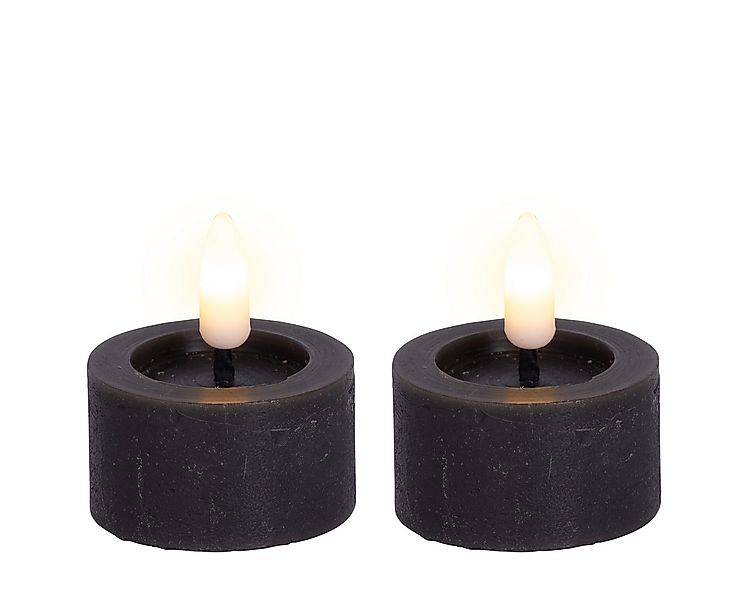Lumineo LED-Kerze, LED Teelichter mit Timer 4,4x5cm Wachs Grau / Warmweiß 2 günstig online kaufen