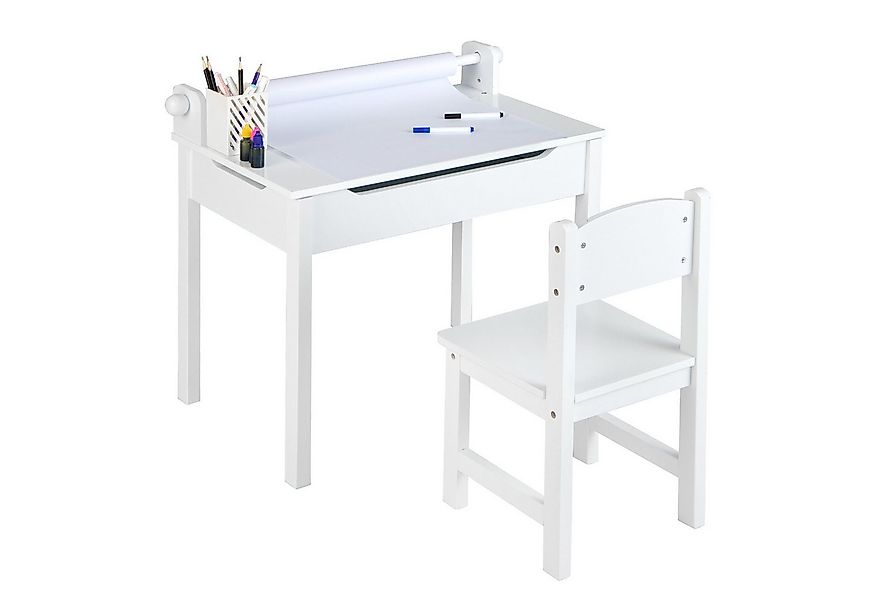 COSTWAY Kinderschreibtisch mit Stuhl Set & Papierrollenhalter, mit Papierro günstig online kaufen