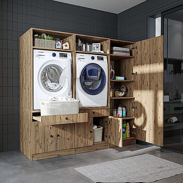 Roomart Waschmaschinenumbauschrank (Waschmaschinenschrank Trocknerschrank m günstig online kaufen