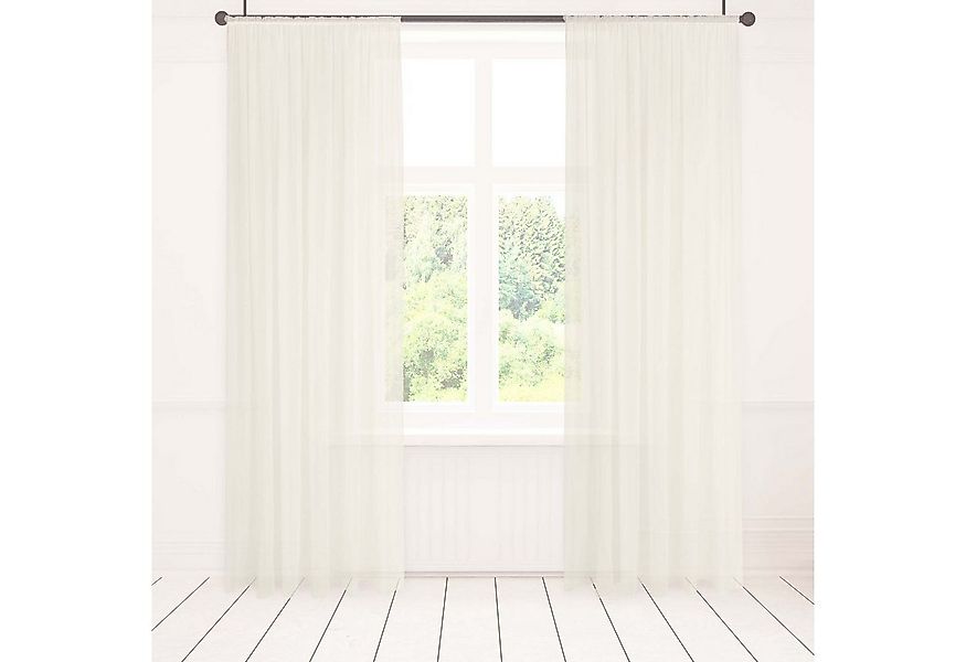 Asphald Gardine auf Maß Stores Warmweiss Voile Vorhang Kräuselband Universa günstig online kaufen