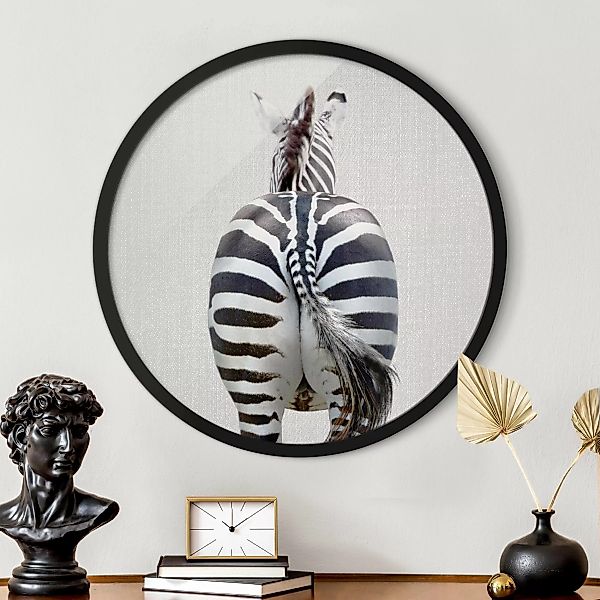 Rundes Gerahmtes Bild Zebra von hinten günstig online kaufen