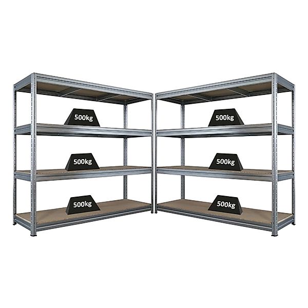 PROREGAL Mega Deal 2x Schwerlastregal Dino HxBxT 180x200x60cm 4 Spanplatten günstig online kaufen