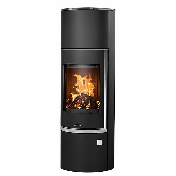 Justus Kaminofen Faro W+ 2.0 Stahl Schwarz mit Abdeckplatte Glas 7 kW günstig online kaufen