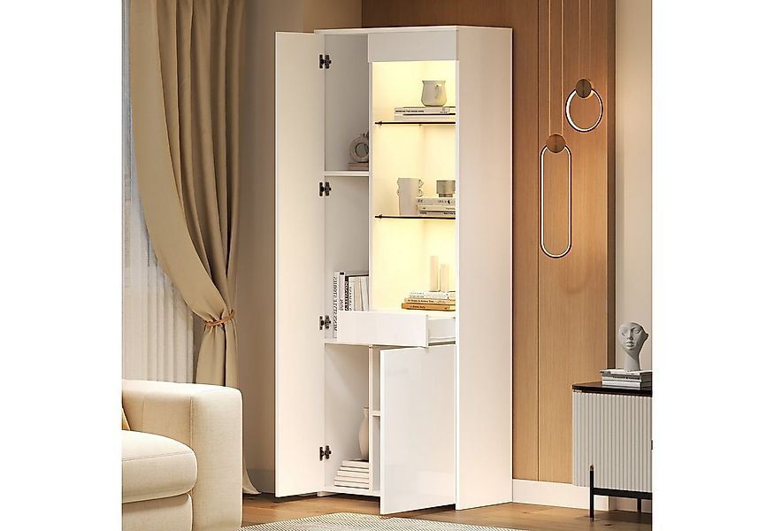 STILVORA Vitrine mit Glastrennwänden,Hochschrank Standvitrine mit LED-Licht günstig online kaufen